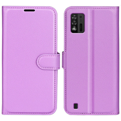 For ZTE Blade A52 Lite 4G Phone Stand Wallet Cover Litchi Texture Leather Anti-scratch Phone Case