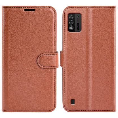 For ZTE Blade A52 Lite 4G Phone Stand Wallet Cover Litchi Texture Leather Anti-scratch Phone Case