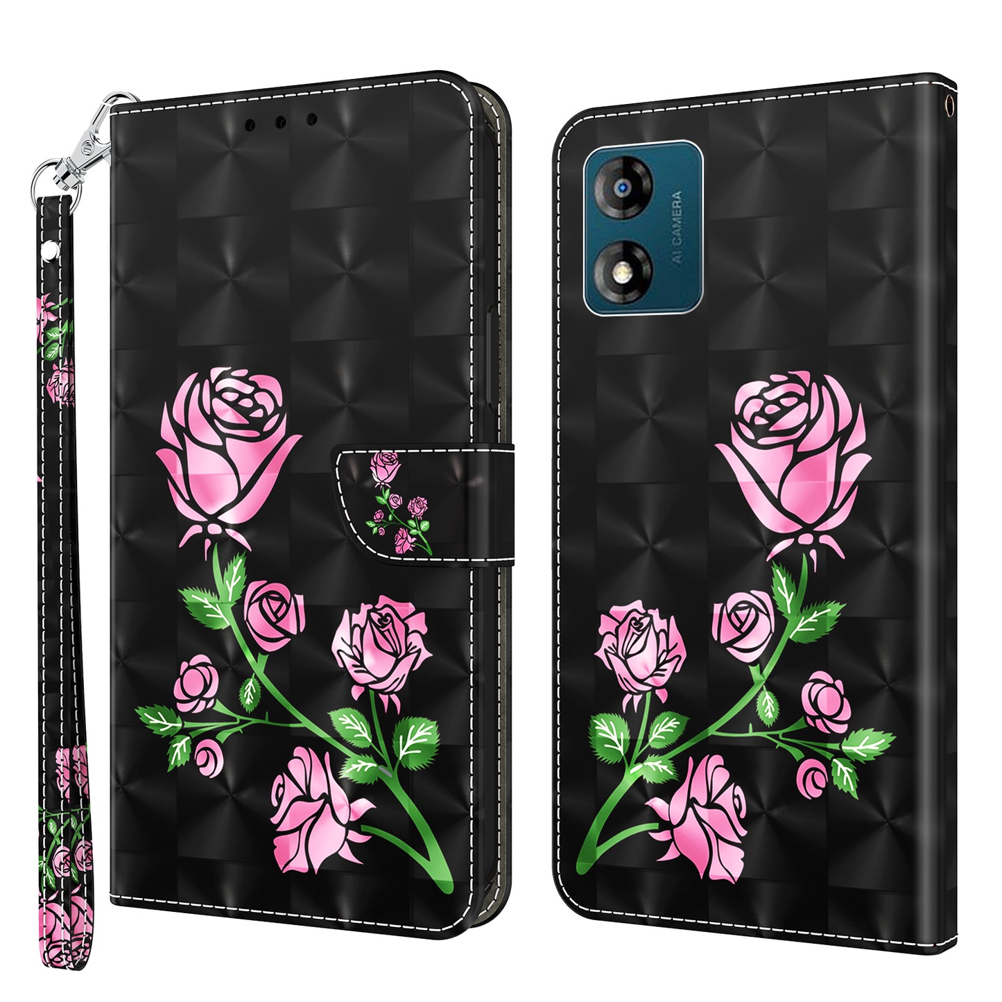 Mobile Phone Case For Motorola Moto E13 4G 3D Pattern Printing Shockproof Phone Cover Stand Wallet