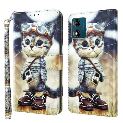 Mobile Phone Case For Motorola Moto E13 4G 3D Pattern Printing Shockproof Phone Cover Stand Wallet