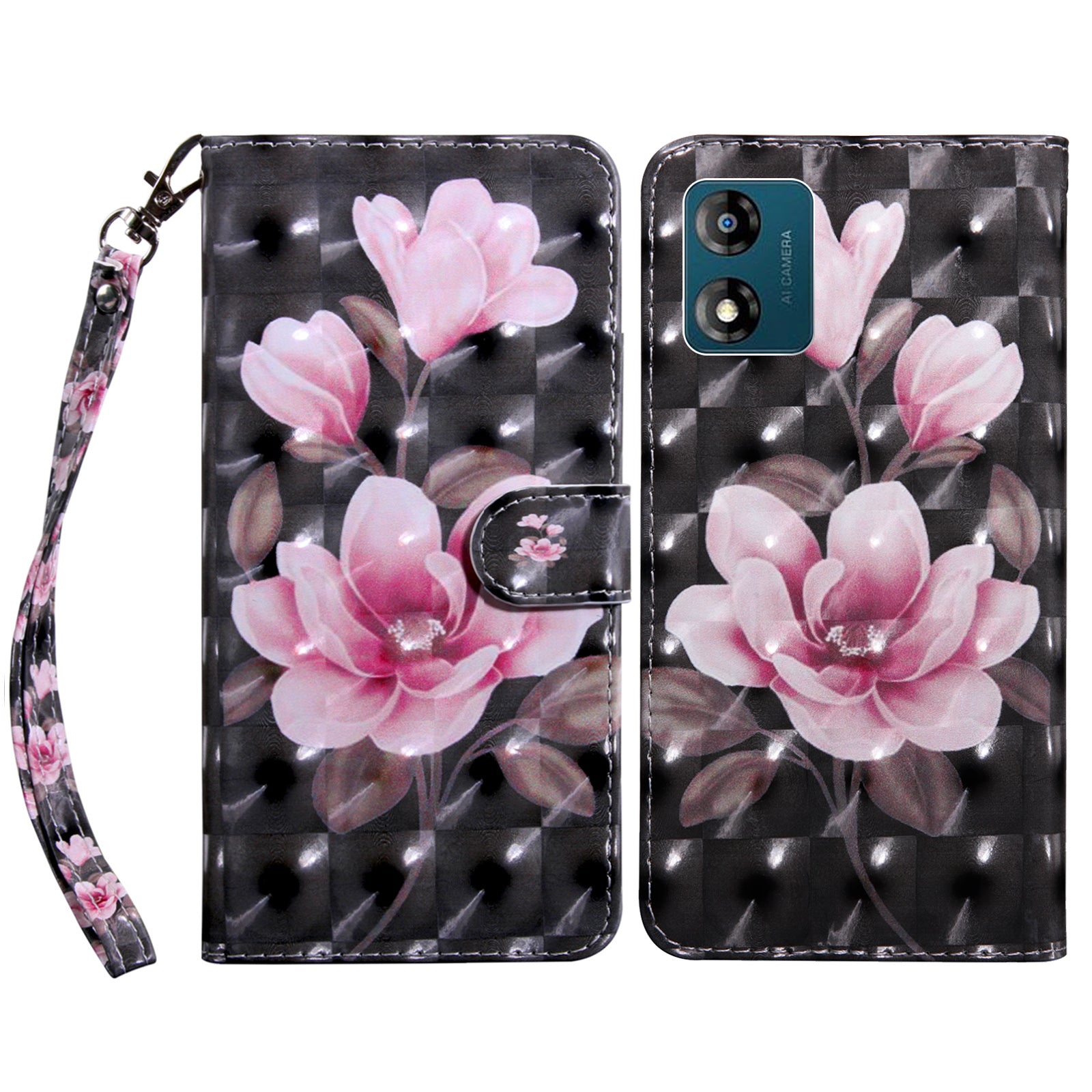 Mobile Phone Case For Motorola Moto E13 4G 3D Pattern Printing Shockproof Phone Cover Stand Wallet