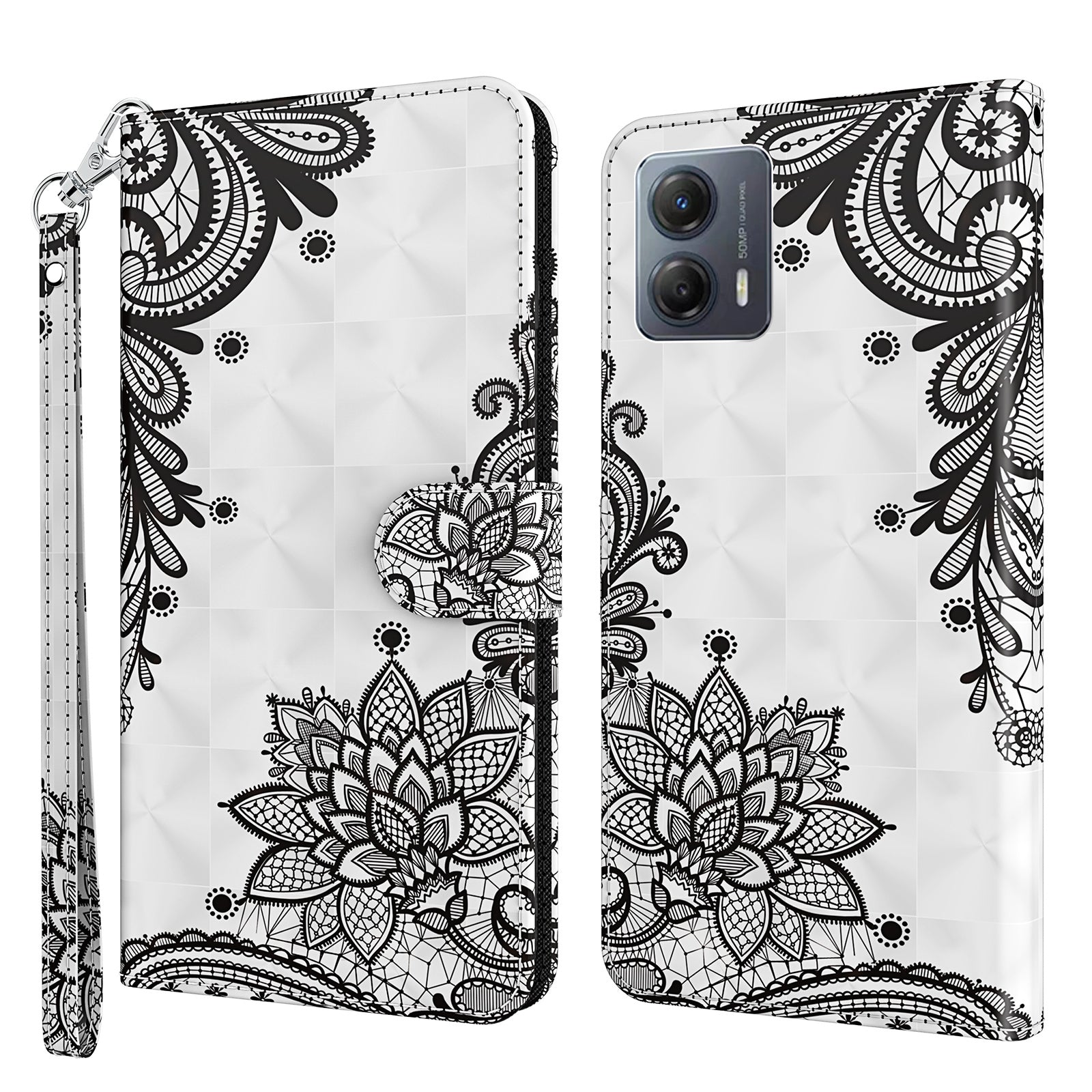 For Motorola Moto G13 4G / G23 4G / G53 5G PU Leather Cover 3D Pattern Printing Stand Wallet Phone Case