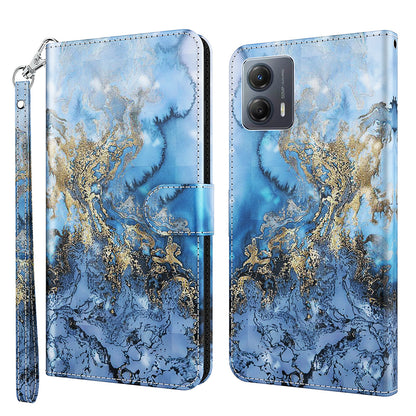 For Motorola Moto G13 4G / G23 4G / G53 5G PU Leather Cover 3D Pattern Printing Stand Wallet Phone Case