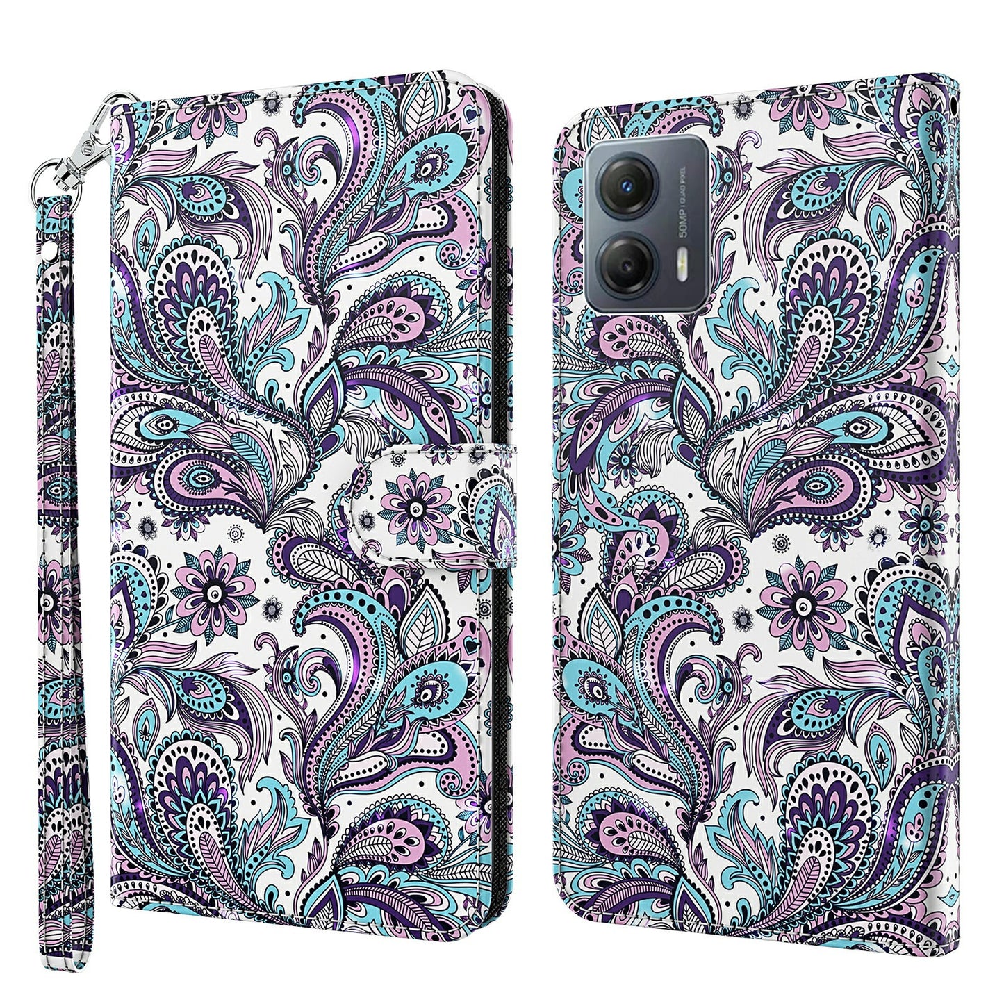 For Motorola Moto G13 4G / G23 4G / G53 5G PU Leather Cover 3D Pattern Printing Stand Wallet Phone Case