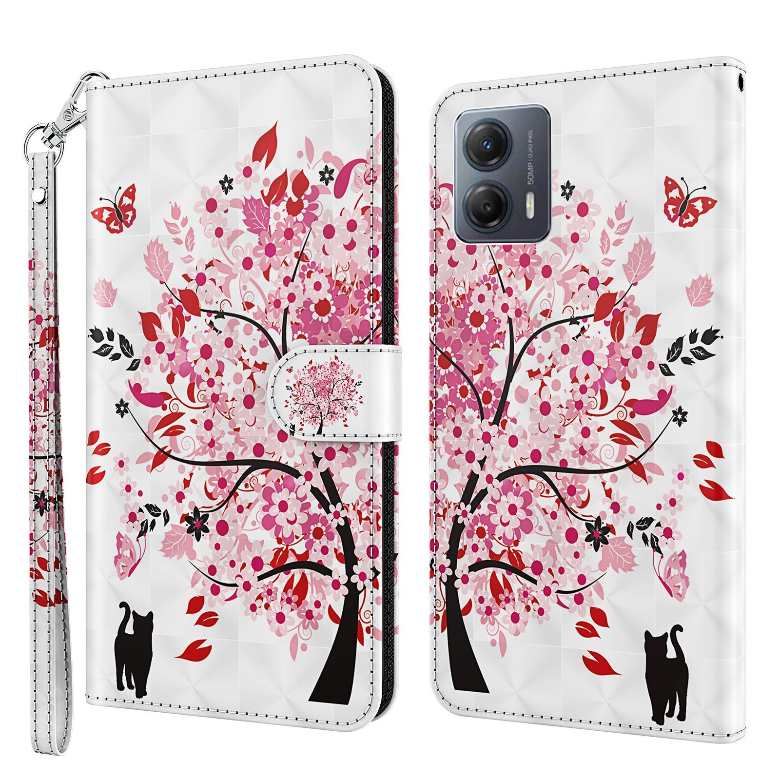 For Motorola Moto G13 4G / G23 4G / G53 5G PU Leather Cover 3D Pattern Printing Stand Wallet Phone Case