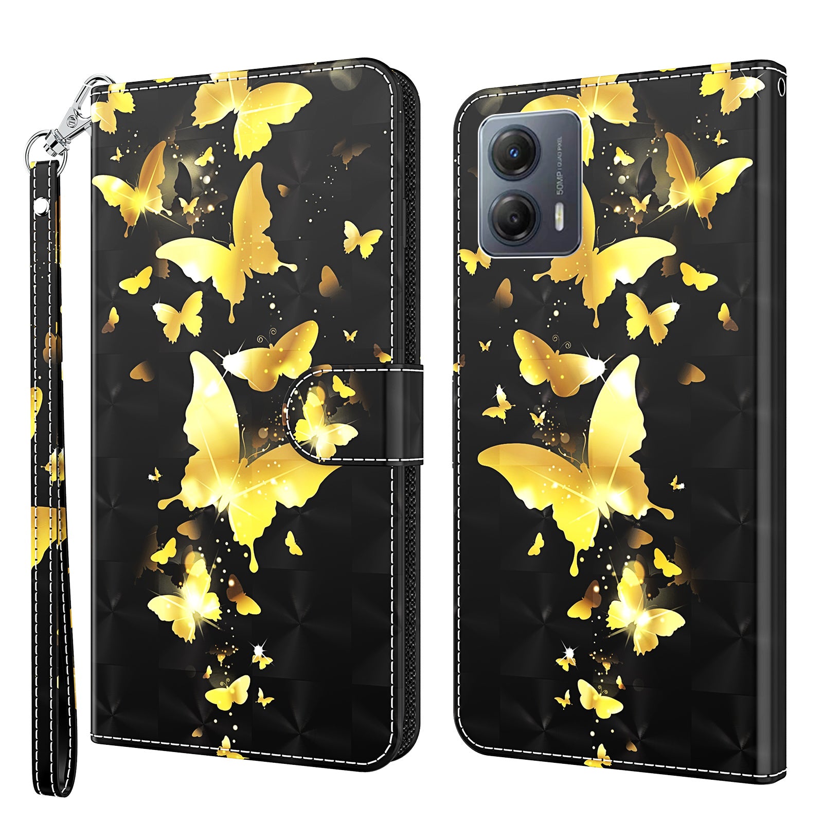 For Motorola Moto G13 4G / G23 4G / G53 5G PU Leather Cover 3D Pattern Printing Stand Wallet Phone Case