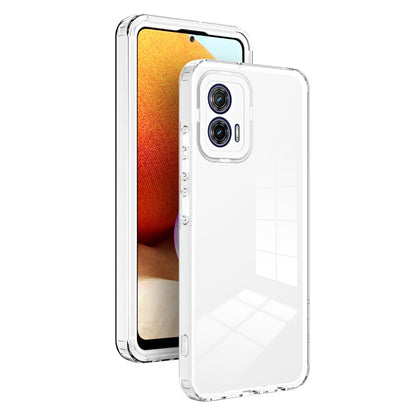 For Motorola Moto G73 5G TPU Backplate + PC Frame + PC Camera Ring Mobile Case 3-in-1 Transparent Anti-drop Cover