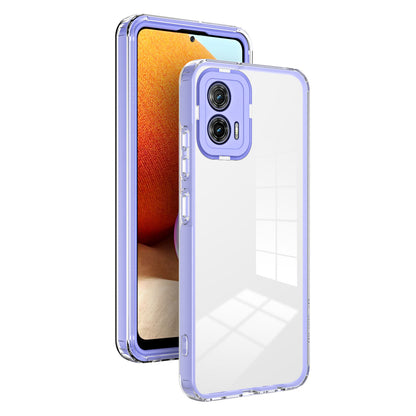 For Motorola Moto G73 5G TPU Backplate + PC Frame + PC Camera Ring Mobile Case 3-in-1 Transparent Anti-drop Cover