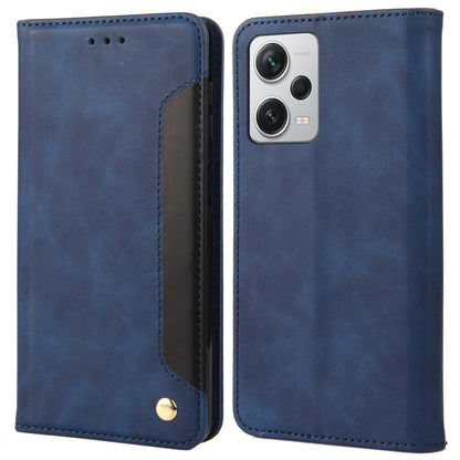 For Xiaomi Redmi Note 12 Pro+ 5G Leather Phone Case Color Splicing Skin-touch Stand Wallet Phone Cover
