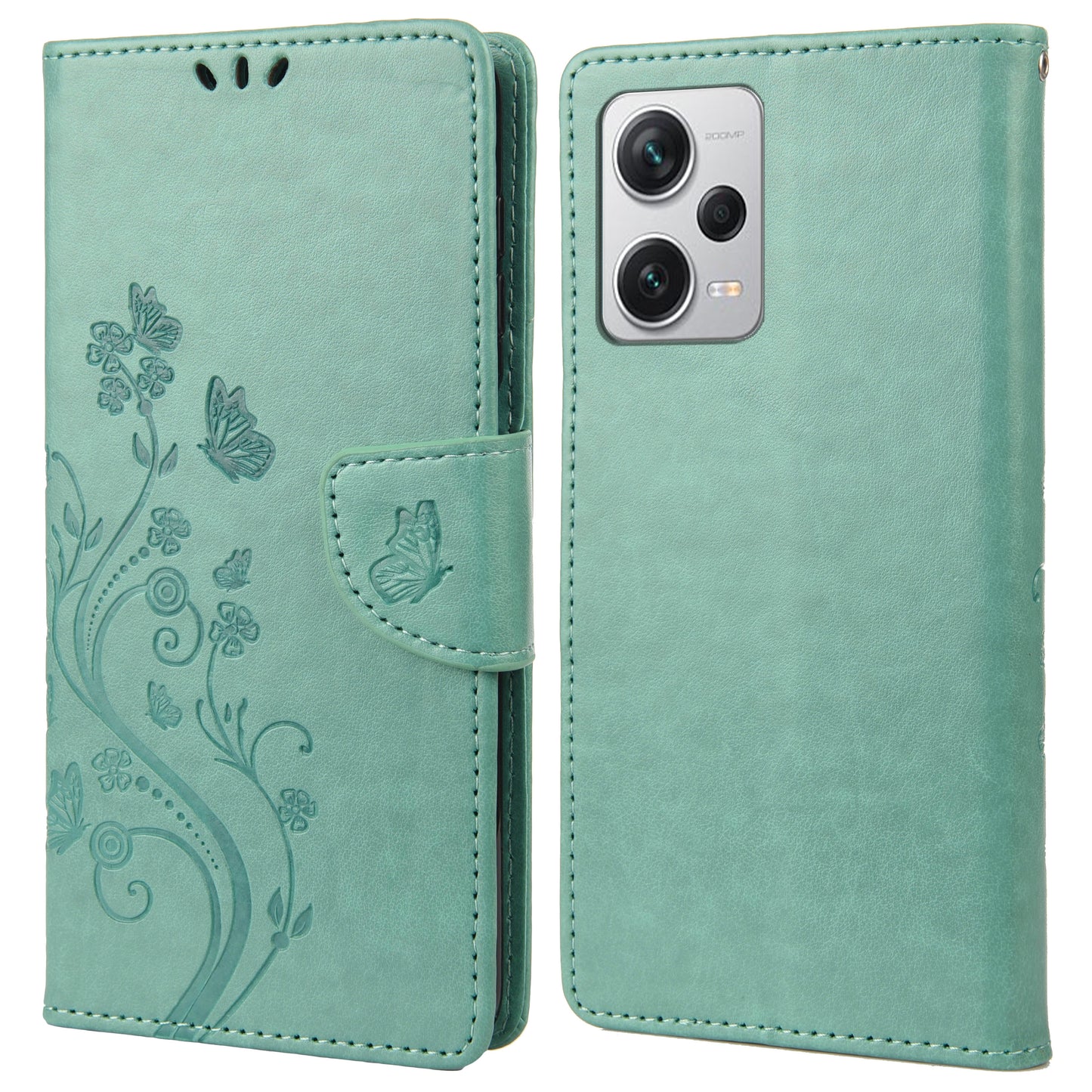 For Xiaomi Redmi Note 12 Pro+ 5G Stand Phone Case PU Leather Flower Butterfly Imprinted Wallet Cover