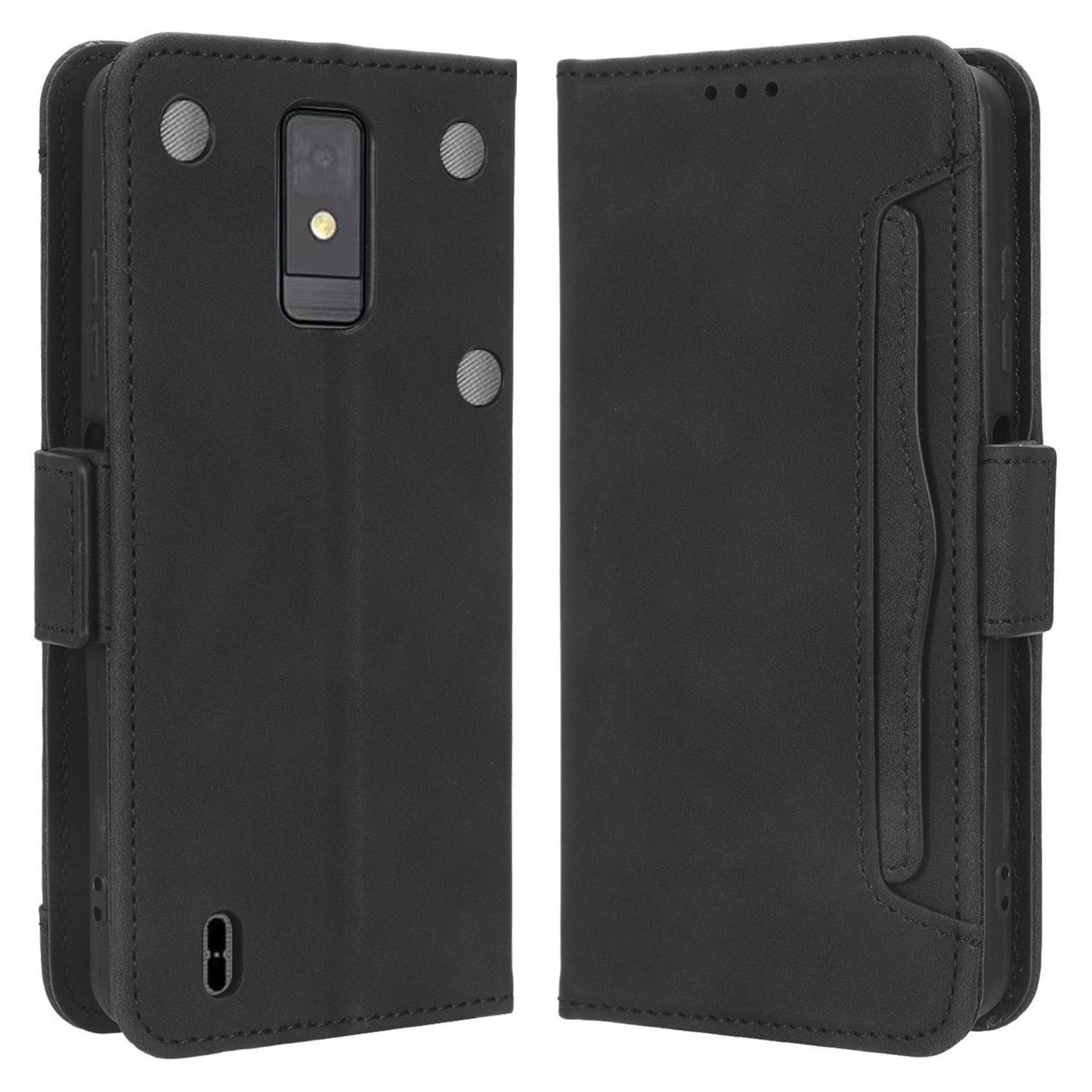 For ZTE Blade A32 PU Leather Phone Cover Stand Multiple Card Slots Wallet Flip Case