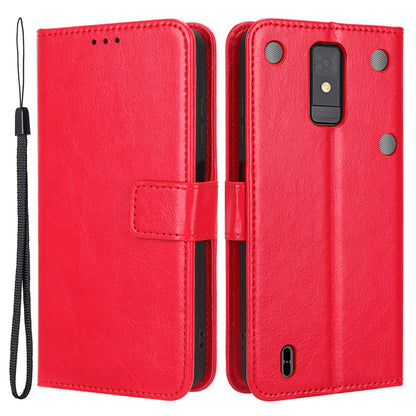 For ZTE Blade A32 PU Leather Flip Folio Case Crazy Horse Texture Stand Wallet Phone Cover