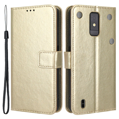 For ZTE Blade A32 PU Leather Flip Folio Case Crazy Horse Texture Stand Wallet Phone Cover