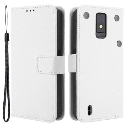 For ZTE Blade A32 PU Leather Flip Cover Diamond Texture Wallet Stand Inner TPU Phone Case