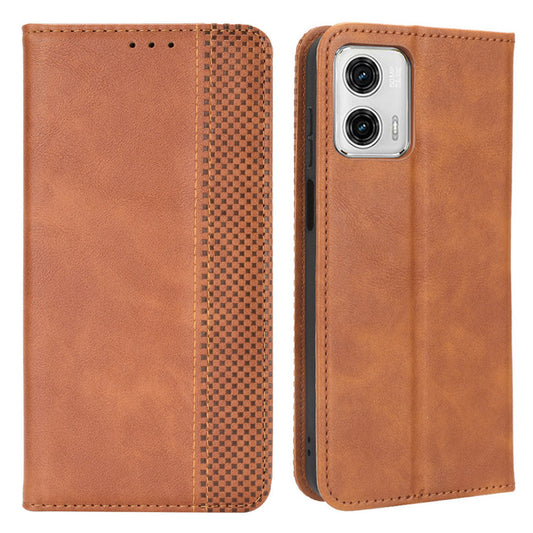 For Motorola Moto G73 5G Retro PU Leather Wallet Phone Case Magnetic Absorption Protection Cover with Stand