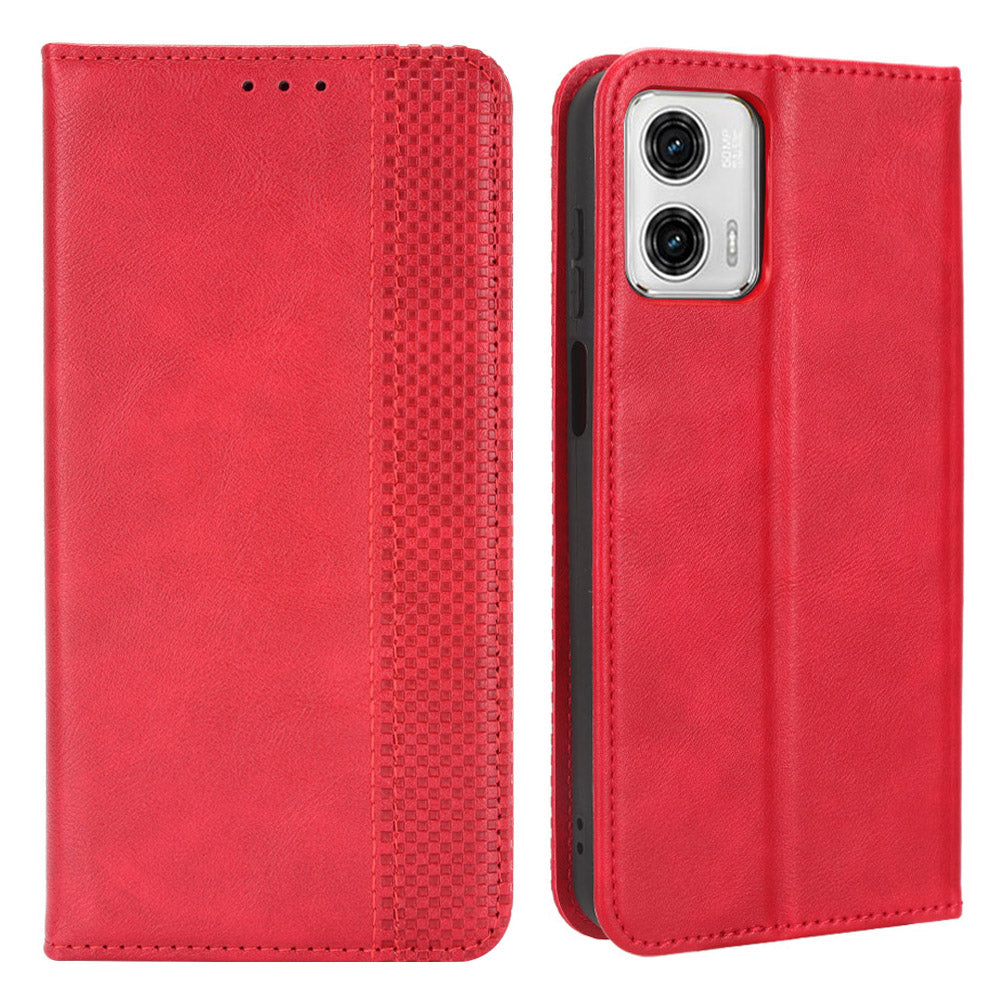 For Motorola Moto G73 5G Retro PU Leather Wallet Phone Case Magnetic Absorption Protection Cover with Stand