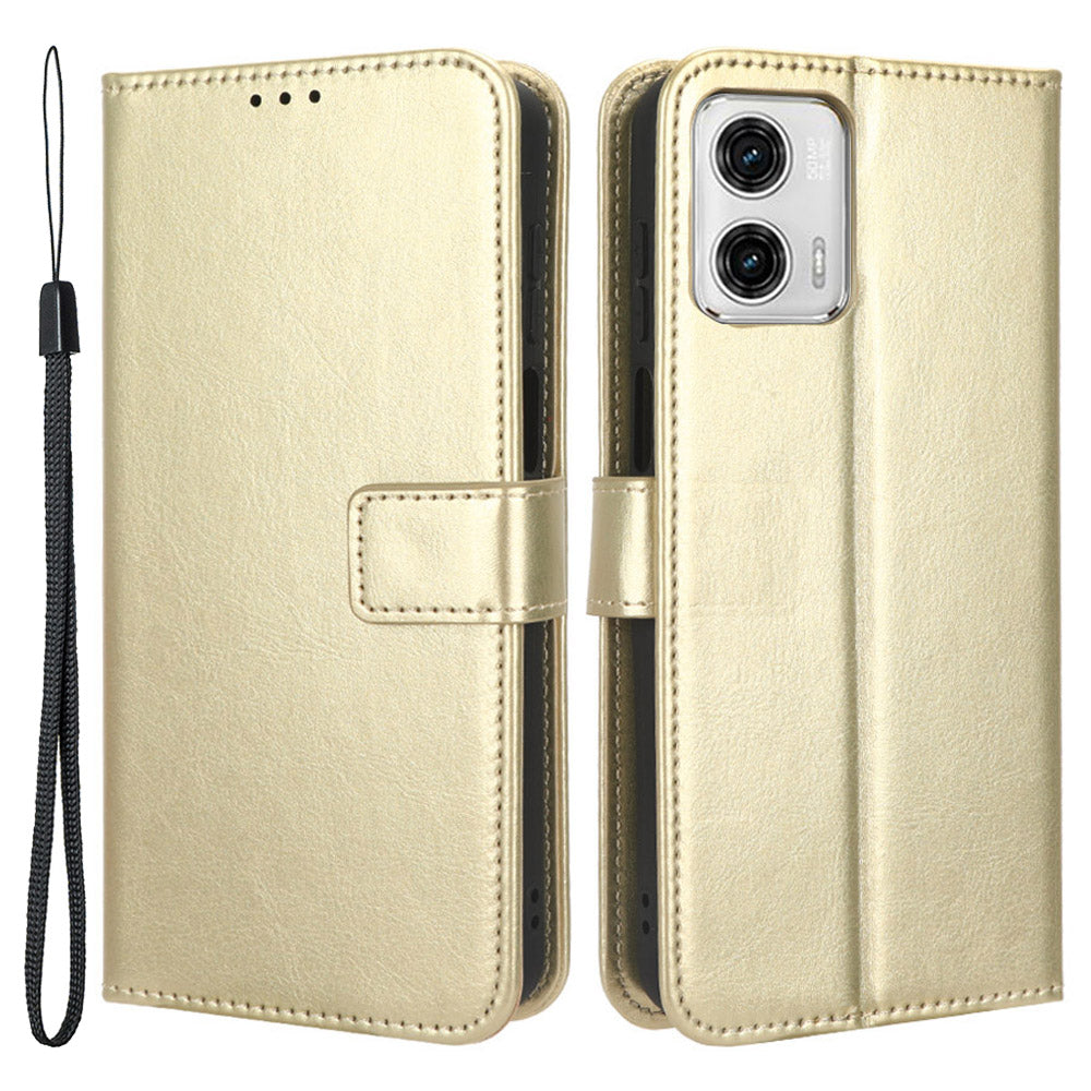 For Motorola Moto G73 5G PU Leather Wallet Phone Case Crazy Horse Texture Folding Stand Cover