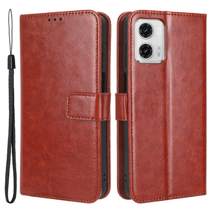 For Motorola Moto G73 5G PU Leather Wallet Phone Case Crazy Horse Texture Folding Stand Cover