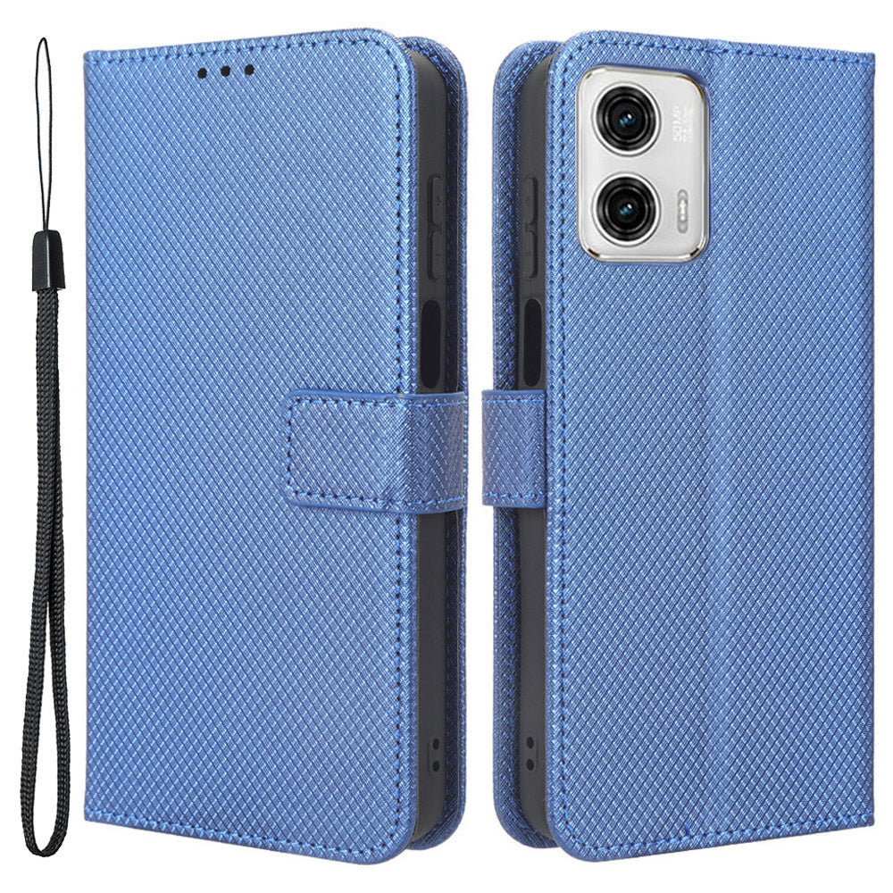 For Motorola Moto G73 5G PU Leather Wallet Phone Case Diamond Texture Support Stand Phone Cover