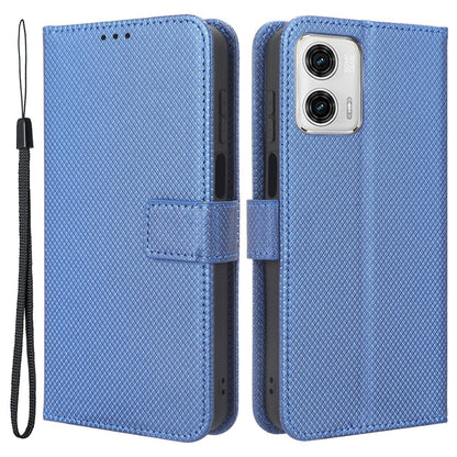 For Motorola Moto G73 5G PU Leather Wallet Phone Case Diamond Texture Support Stand Phone Cover