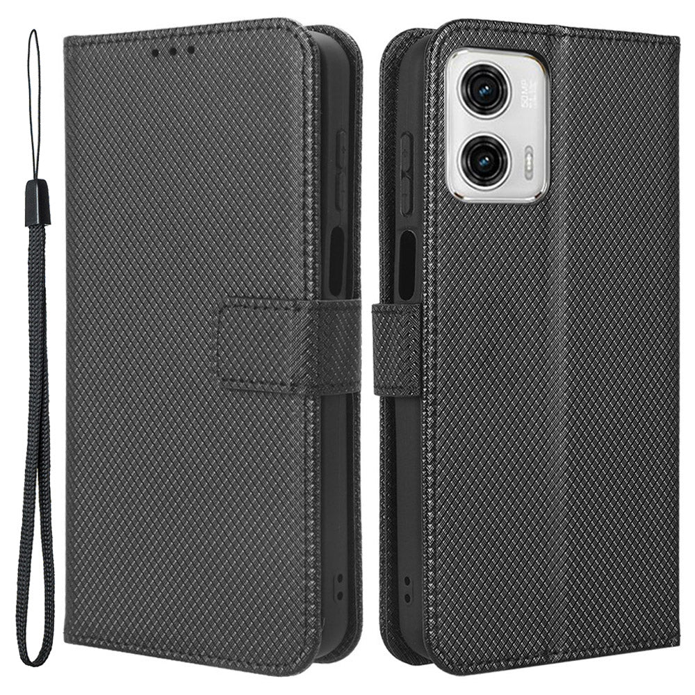 For Motorola Moto G73 5G PU Leather Wallet Phone Case Diamond Texture Support Stand Phone Cover