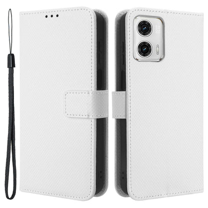 For Motorola Moto G73 5G PU Leather Wallet Phone Case Diamond Texture Support Stand Phone Cover