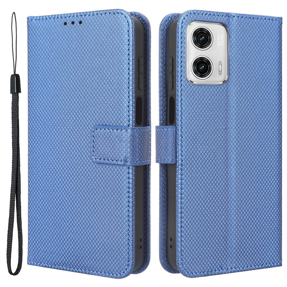 For Motorola Moto G53 5G Diamond Texture PU Leather Wallet Phone Case Folding Stand Protective Cover