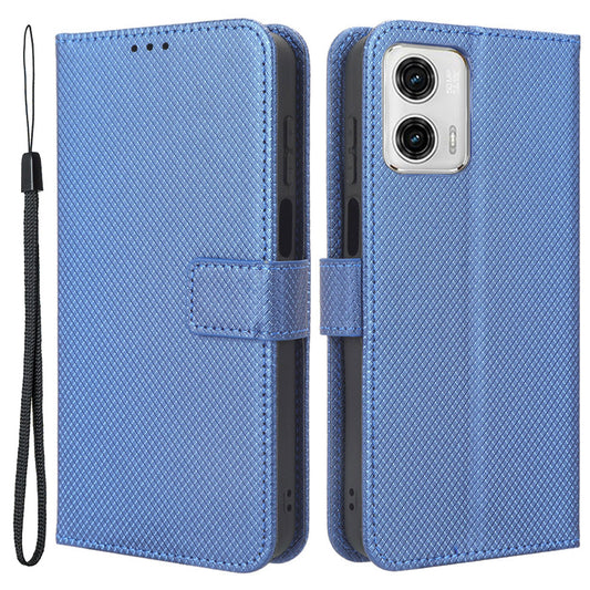 For Motorola Moto G53 5G Diamond Texture PU Leather Wallet Phone Case Folding Stand Protective Cover