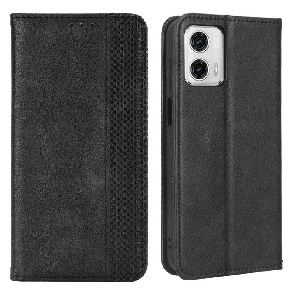 For Motorola Moto G53 5G Retro PU Leather Wallet Stand Phone Case Magnetic Absorption Shockproof Cover