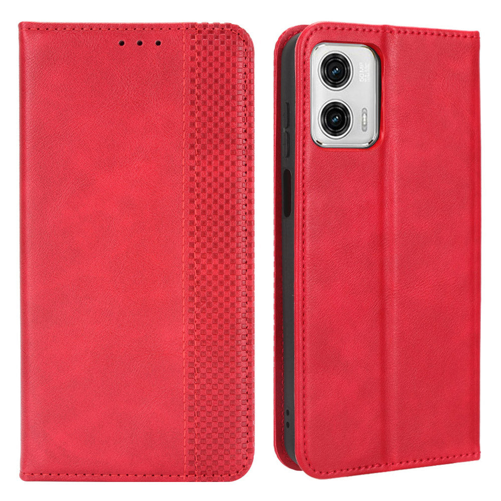 For Motorola Moto G53 5G Retro PU Leather Wallet Stand Phone Case Magnetic Absorption Shockproof Cover