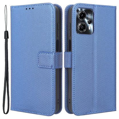 For Motorola Moto G13 4G / G23 4G Diamond Texture Phone Stand Cover PU Leather Wallet Dorp-proof Case