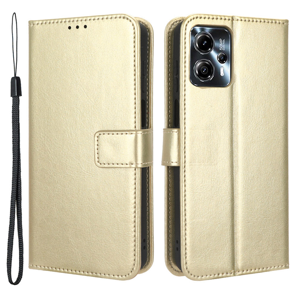 For Motorola Moto G13 4G / G23 4G PU Leather Stand Cover Crazy Horse Texture Phone Case with Wallet