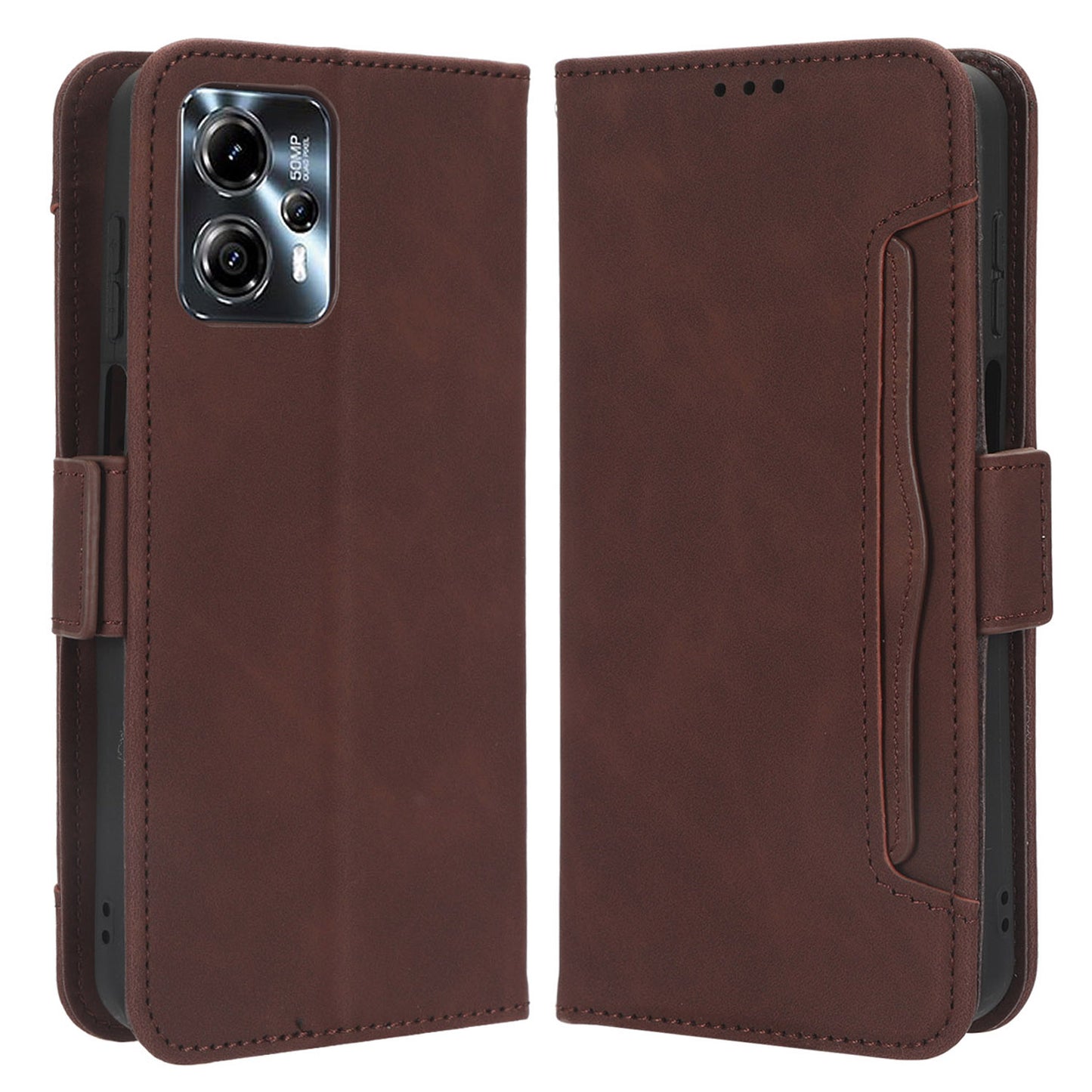 For Motorola Moto G13 4G / G23 4G PU Leather Phone Protective Cover Multiple Card Slots Anti-drop Stand Wallet Case