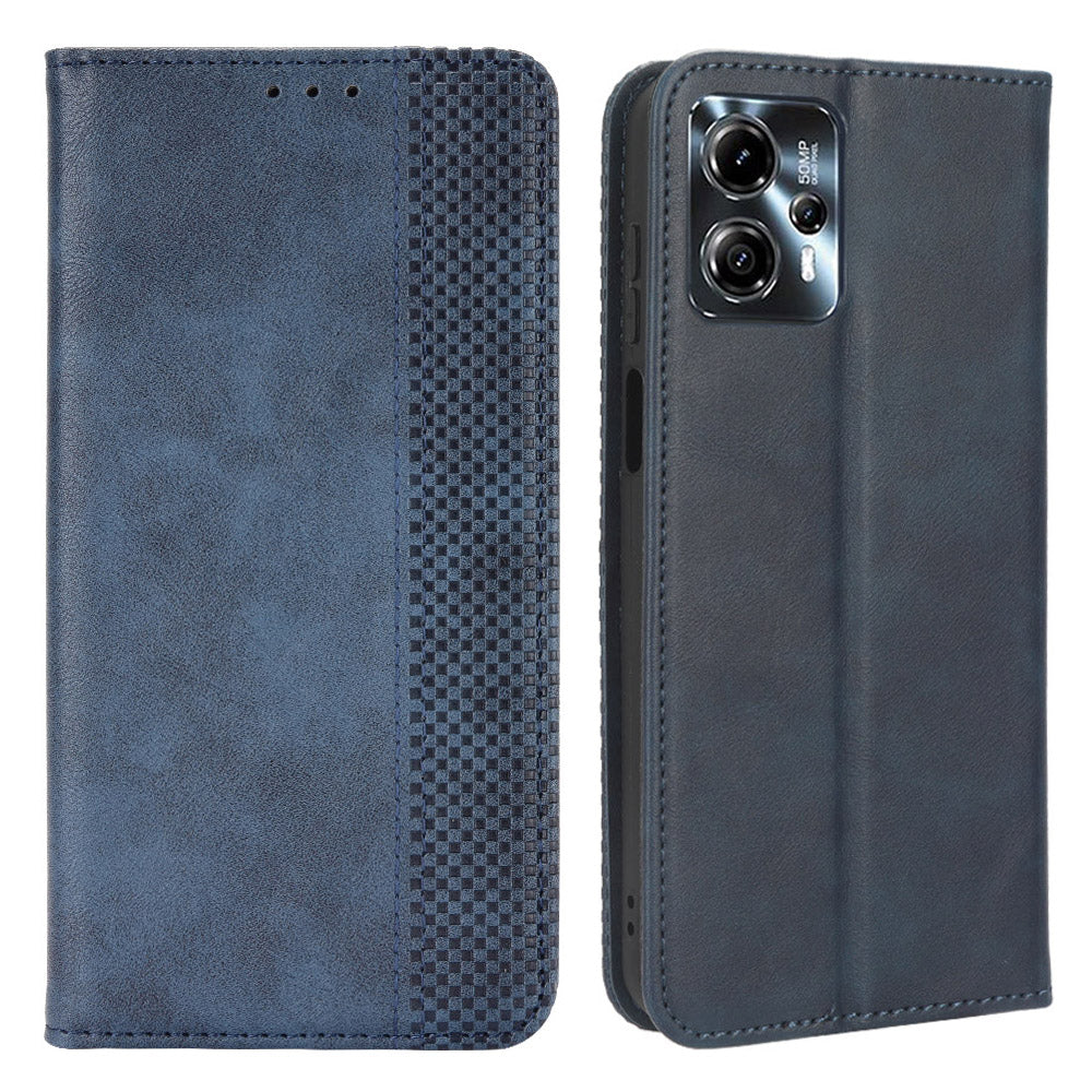 For Motorola Moto G13 4G / G23 4G Retro PU Leather Phone Case Magnetic Closing Wallet Stand Cover