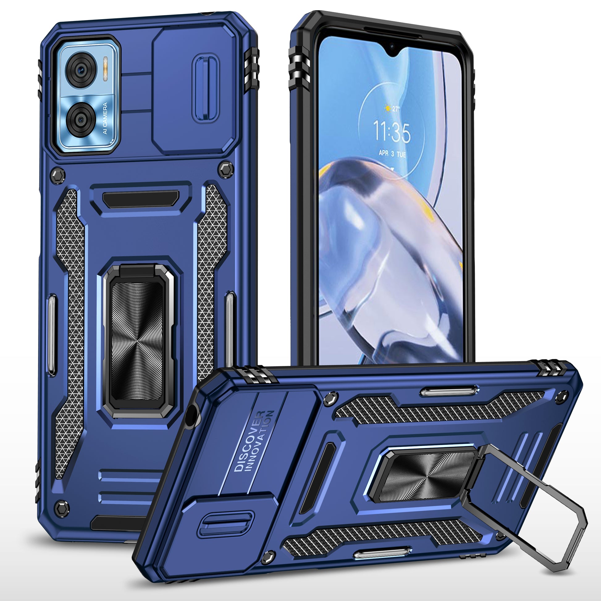 Armor Series for Motorola Moto E22i 4G / E22 4G Shockproof Phone Case Kickstand with Slide Camera Protector