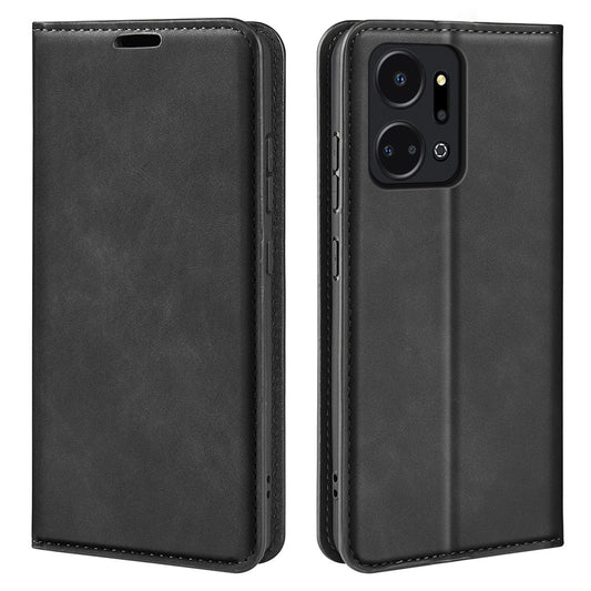 For Honor X7a 4G Magnetic Auto Closing Skin-touch Feeling Stand Wallet Leather Cell Phone Case