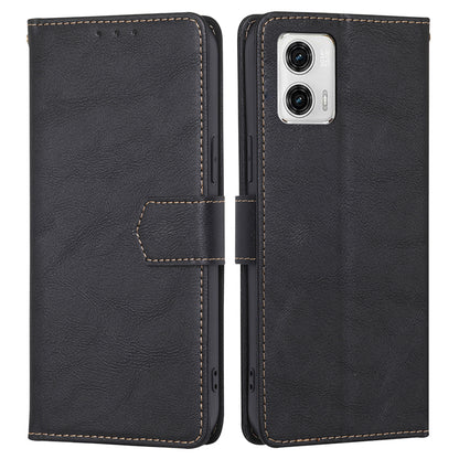 RFID Blocking Phone Stand Case for Motorola Moto G73 5G Wallet PU Leather Cellphone Cover