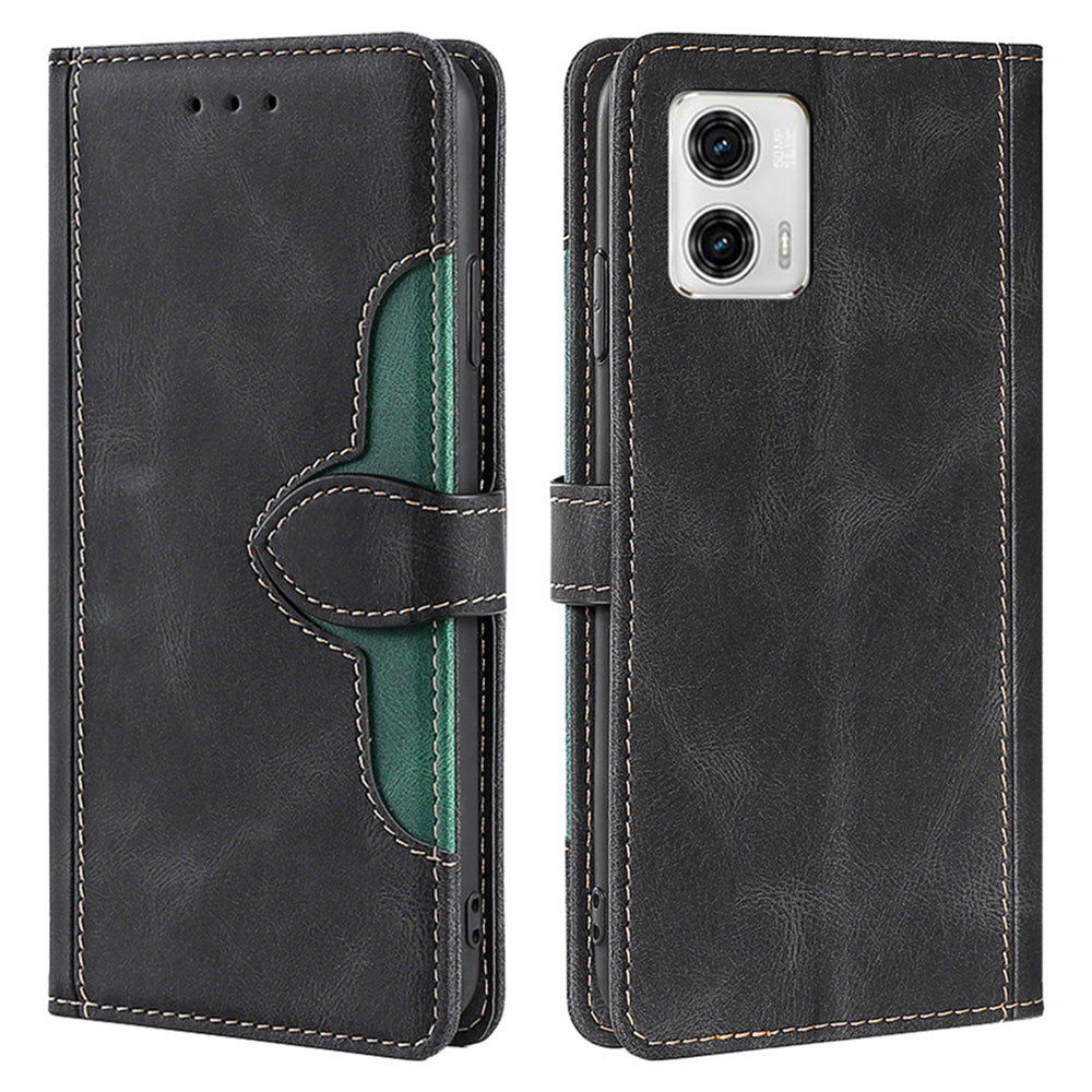 For Motorola Moto G73 5G Skin-touch PU Leather Stand Wallet Case Straw Hat Phone Cover