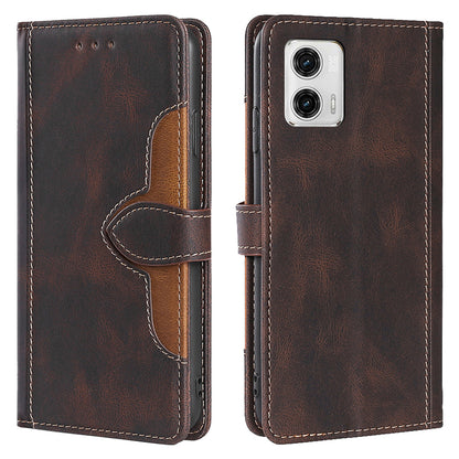 For Motorola Moto G73 5G Skin-touch PU Leather Stand Wallet Case Straw Hat Phone Cover