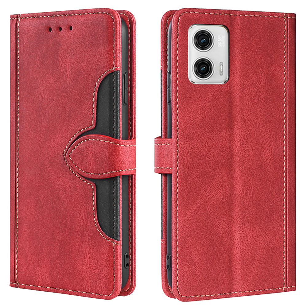 For Motorola Moto G73 5G Skin-touch PU Leather Stand Wallet Case Straw Hat Phone Cover