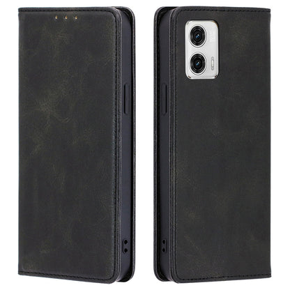 Anti-drop Leather Phone Case for Motorola Moto G73 5G , Calf Texture Wallet Stand Phone Cover