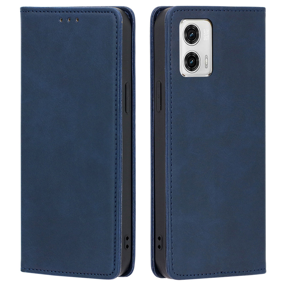 Anti-drop Leather Phone Case for Motorola Moto G73 5G , Calf Texture Wallet Stand Phone Cover