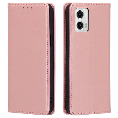 Anti-drop Leather Phone Case for Motorola Moto G73 5G , Calf Texture Wallet Stand Phone Cover