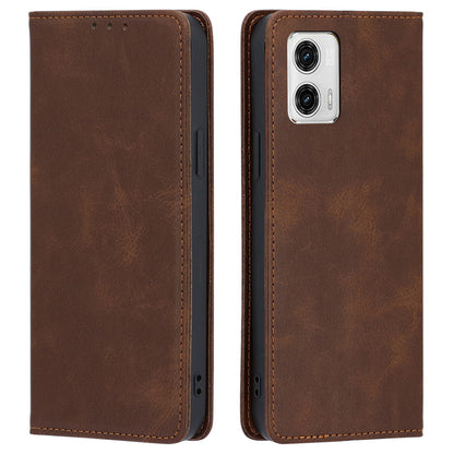 Anti-drop Leather Phone Case for Motorola Moto G73 5G , Calf Texture Wallet Stand Phone Cover