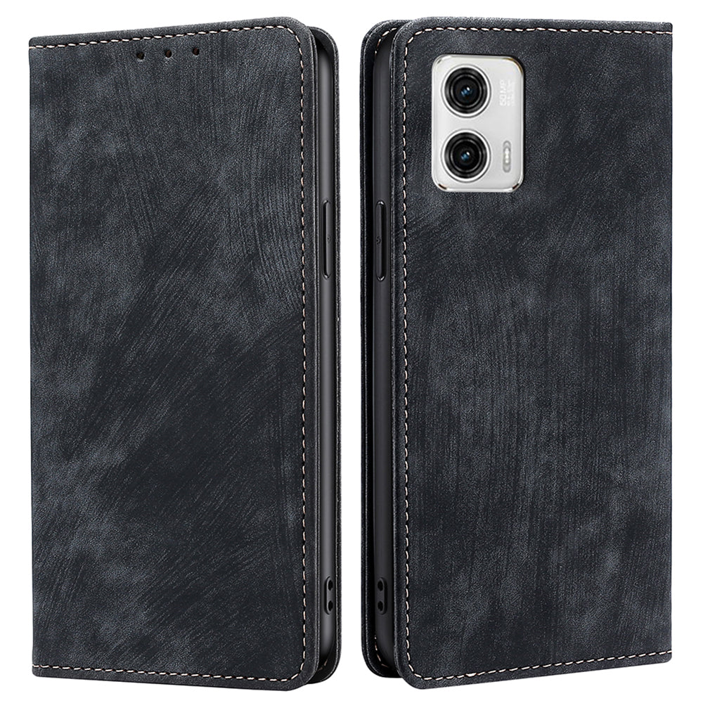 For Motorola Moto G73 5G Magnetic RFID Blocking Protective Cover Leather Wallet Phone Case with Stand