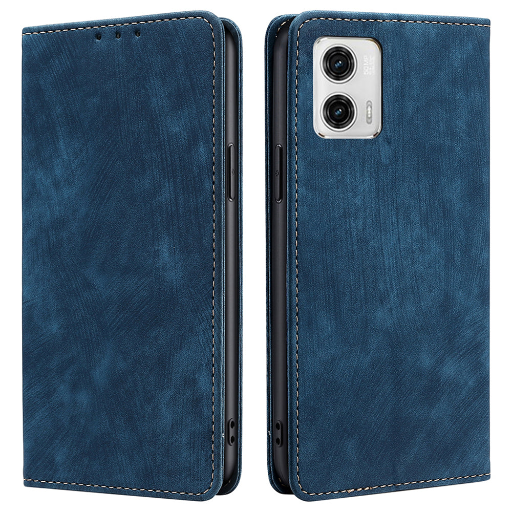 For Motorola Moto G73 5G Magnetic RFID Blocking Protective Cover Leather Wallet Phone Case with Stand