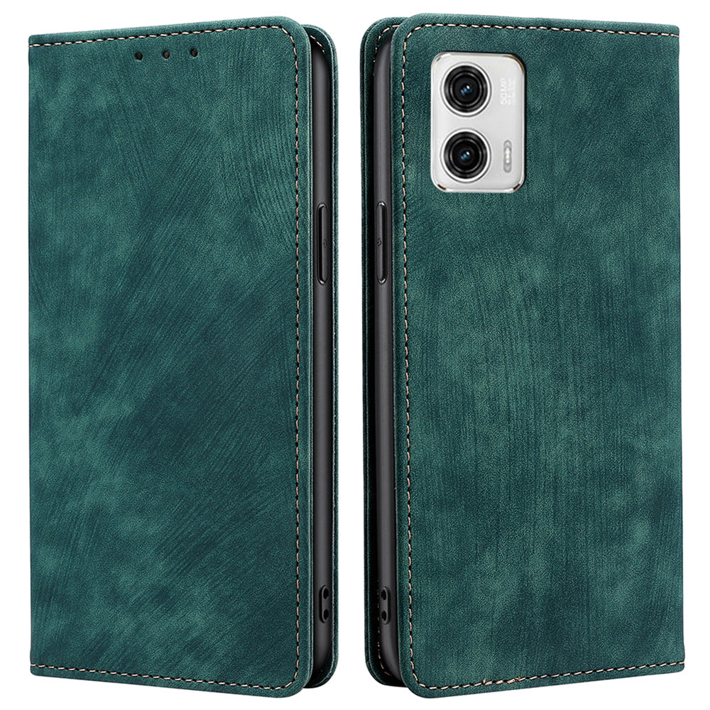 For Motorola Moto G73 5G Magnetic RFID Blocking Protective Cover Leather Wallet Phone Case with Stand