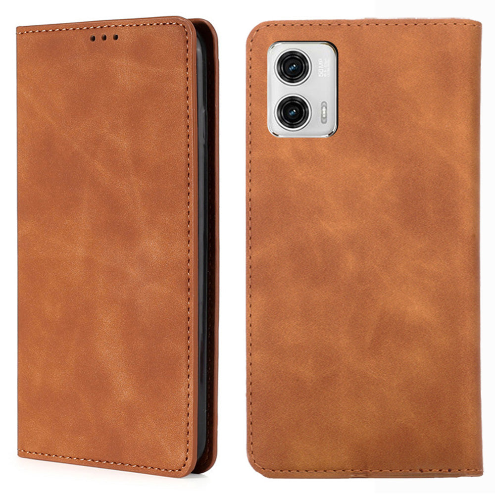 For Motorola Moto G73 5G PU Leather Flip Case with Card Holders Stand Skin-touch Magnetic Phone Cover