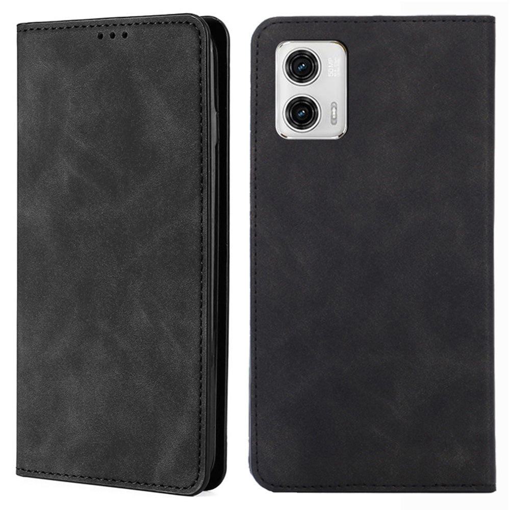 For Motorola Moto G73 5G PU Leather Flip Case with Card Holders Stand Skin-touch Magnetic Phone Cover