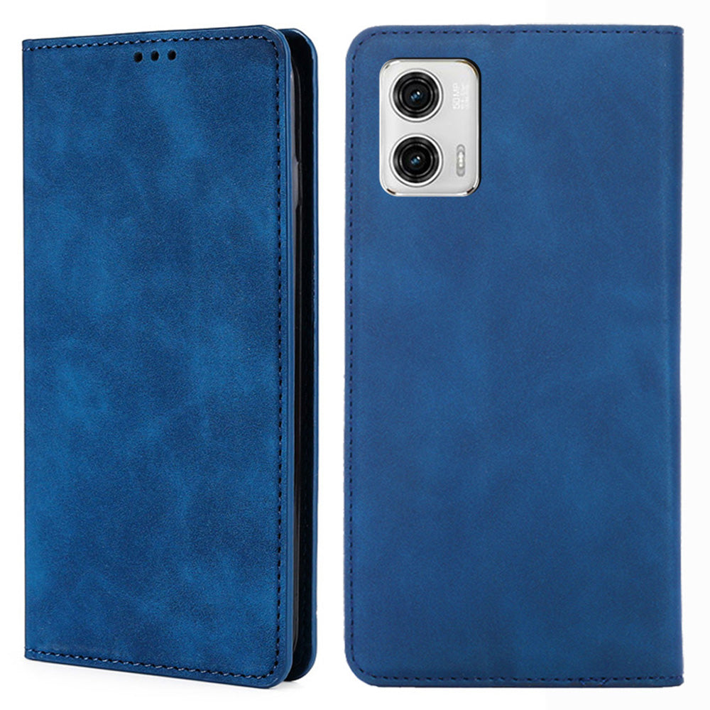 For Motorola Moto G73 5G PU Leather Flip Case with Card Holders Stand Skin-touch Magnetic Phone Cover